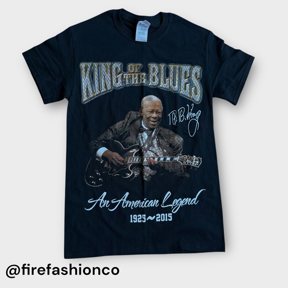BB King Black Graphic T-Shirt Small 100% Cotton King of the Blues Tee - Picture 1 of 7